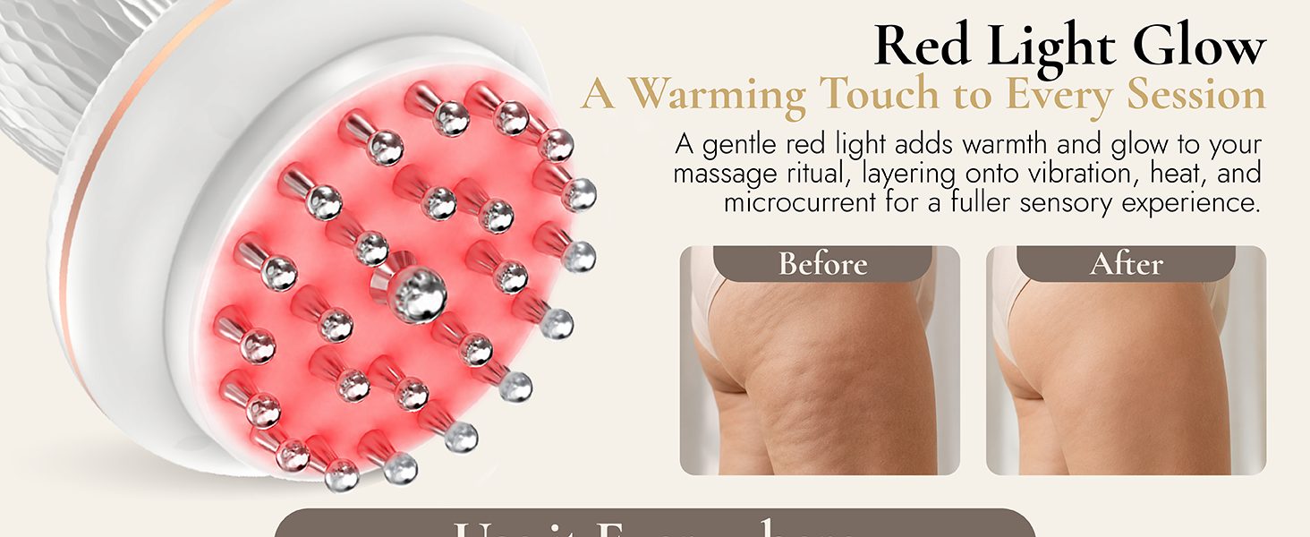 Close view of AURAIVA radiant red light and massage nodes